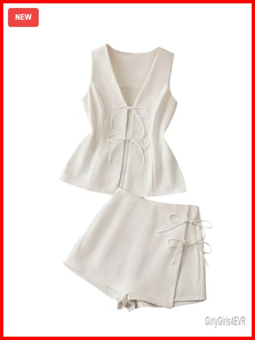 SOLY HUX Womens 2 Piece Summer Outfit V Neck Tie Front Sleeveless Skort Set